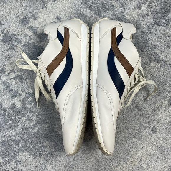 Vince Oasis Leather Runner Sneaker Cream Retro Style Lace Up Wave Sz 10 - Picture 10 of 14